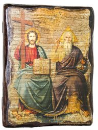 Икона под старину Святая Троица 17х23 см - фото