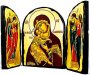 Икона под старину Пресвятая Богородица Владимирская Складень тройной 17x23 см