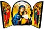 Икона под старину Пресвятая Богородица Неувядаемый Цвет Складень тройной 17x23 см
