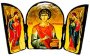 Икона под старину Святой великомученик Пантелеймон Складень тройной 17x23 см