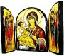 Икона под старину Пресвятая Богородица Троеручица Складень тройной 17x23 см