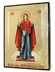 Икона Пресвятая Богородица Нерушимая стена в позолоте Греческий стиль 17x23 см - фото