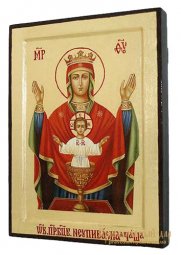 Икона Пресвятая Богородица Неупиваемая чаша в позолоте Греческий стиль 17x23 см - фото