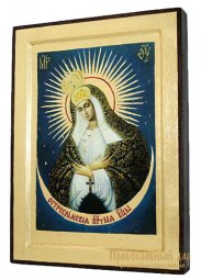 Икона Пресвятая Богородица Остробрамская в позолоте Греческий стиль 17x23 см - фото