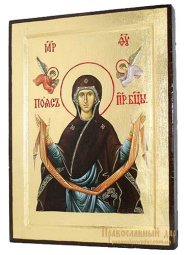 Икона Пояс Пресвятой Богородицы в позолоте Греческий стиль 17x23 см - фото