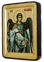 Икона Святой Архангел Михаил Греческий стиль в позолоте 13x17 см - фото