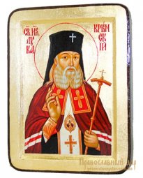 Икона Святитель Лука, исповедник, архиепископ Крымский Греческий стиль в позолоте 13x17 см - фото
