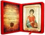 Икона Святой целитель Пантелеймон Греческий стиль в позолоте 13x17 см