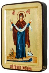 Икона Покров Пресвятой Богородицы Муромские Греческий стиль в позолоте 13x17 см - фото