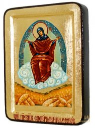 Икона Пресвятая Богородица Спорительница хлебов Греческий стиль в позолоте 13x17 см - фото