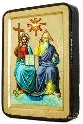 Икона Святая Троица Новозаветная Греческий стиль в позолоте 13x17 см - фото