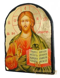 Икона под старину Господь Иисус Христос Вседержитель с позолотой 17x21 см арка - фото
