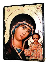 Икона под старину Пресвятая Богородица Казанская с позолотой 30x40 см - фото