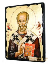 Икона под старину Святой Николай Чудотворец с позолотой 13x17 см - фото