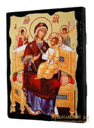 Икона под старину Пресвятая Богородица Всецарица с позолотой 13x17 см - фото