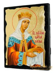 Икона под старину Святая равноапостольная Царица Елена с позолотой 13x17 см - фото