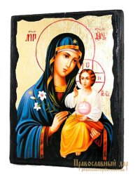 Икона под старину Пресвятая Богородица Неувядаемый цвет с позолотой 13x17 см - фото