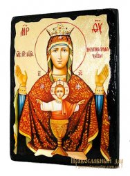 Икона под старину Пресвятая Богородица Неупиваемая чаша с позолотой 30x40 см - фото