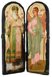 Икона под старину Святитель Лука Крымский и Святой Ангел Хранитель Складень двойной 17x23 см - фото