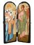 Икона под старину Святитель Спиридон Тримифунтский и Святой Ангел Хранитель Складень двойной 17x23 см
