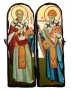 Икона под старину Святитель Спиридон Тримифунтский и Святитель Николай Чудотворец Складень двойной 17x23 см