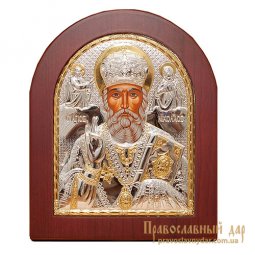 Икона Святой Николай Чудотворец 11x13 см (арка) Греция - фото