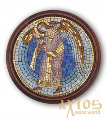 Икона из мозаики Ангел Хранитель круглая, 29 см - фото
