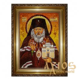 Янтарная икона Святой Архиепископ Сан-Францисский и Шанхайский Иоанн 20x30 см - фото