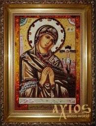 Янтарная икона Пресвятая Богородица Ахтырская 20x30 см - фото