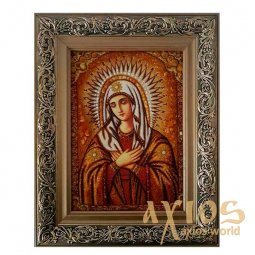 Янтарная икона Пресвятая Богородица Умиление 20x30 см - фото