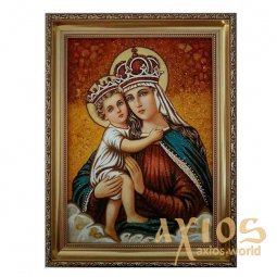 Янтарная икона Пресвятая Богородица с Младенцем Христом 20x30 см - фото