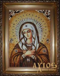 Янтарная икона Пресвятая Богородица Умиление 20x30 см - фото