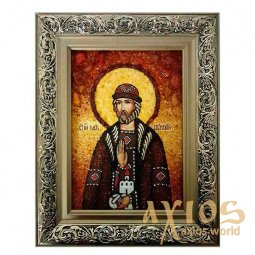 Янтарная икона Святой благоверный князь Олег Брянский 20x30 см - фото