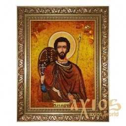 Янтарная икона Святой мученик Андрей Стратилат 20x30 см - фото