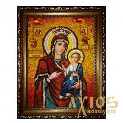 Янтарная икона Пресвятая Богородица Иверская 20x30 см - фото