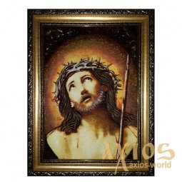 Янтарная икона Господь в терновом венце 20x30 см - фото