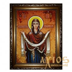 Янтарная икона Покров Пресвятой Богородицы 20x30 см - фото