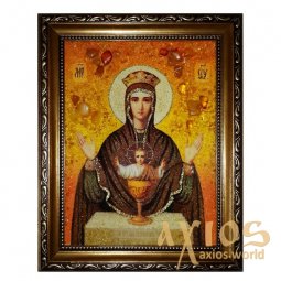 Янтарная икона Пресвятая Богородица Неупиваемая Чаша 20x30 см - фото