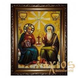 Янтарная икона Святая Троица 20x30 см - фото