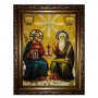 Янтарная икона Святая Троица 20x30 см