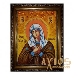 Янтарная икона Божия Матерь Умиление 20x30 см - фото