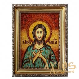 Янтарная икона Святой Алексей Человек Божий 20x30 см - фото