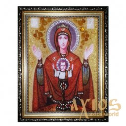 Янтарная икона Пресвятая Богородица Неупиваемая Чаша 20x30 см - фото