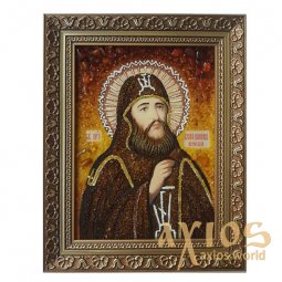 Янтарная икона Преподобный Вениамин Печерский 20x30 см - фото