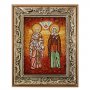 Янтарная икона Святые Киприан и Иустина 20x30 см