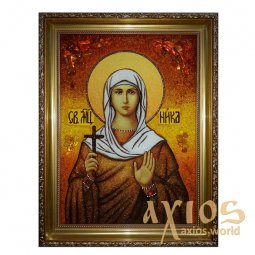 Янтарная икона Святая мученица Ника 20x30 см - фото