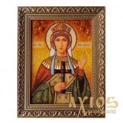 Янтарная икона Святая мученица царица Александра 20x30 см - фото
