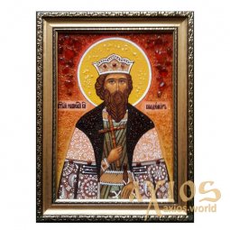 Янтарная икона Святой равноапостольный князь Владимир 20x30 см - фото