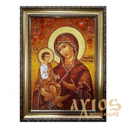 Янтарная икона Пресвятая Богородица Троеручица 20x30 см - фото