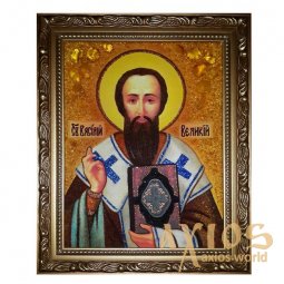 Янтарная икона Святитель Василий Великий 20x30 см - фото